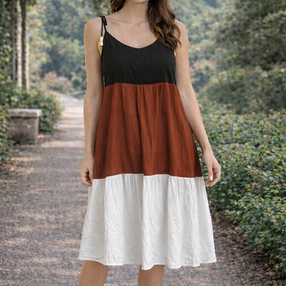 CA Resort Dresses & Skirts - CA Resort Womens Colorblock Maxi Dress Spaghetti Strap‎ Flowy Summer G Large